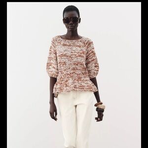 Zara crochet knit peplum top